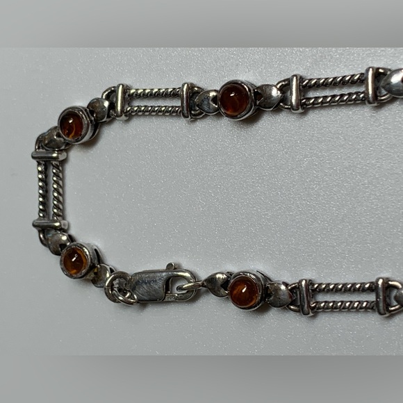 Silpada Vintage RARE Sterling Link & Amber Tennis Bracelet - Picture 5 of 14